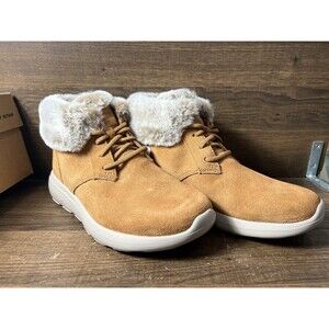 Skechers On-the-GO City 2 Winter Wishes Suede Ankle Boots Chestnut 6.5W New